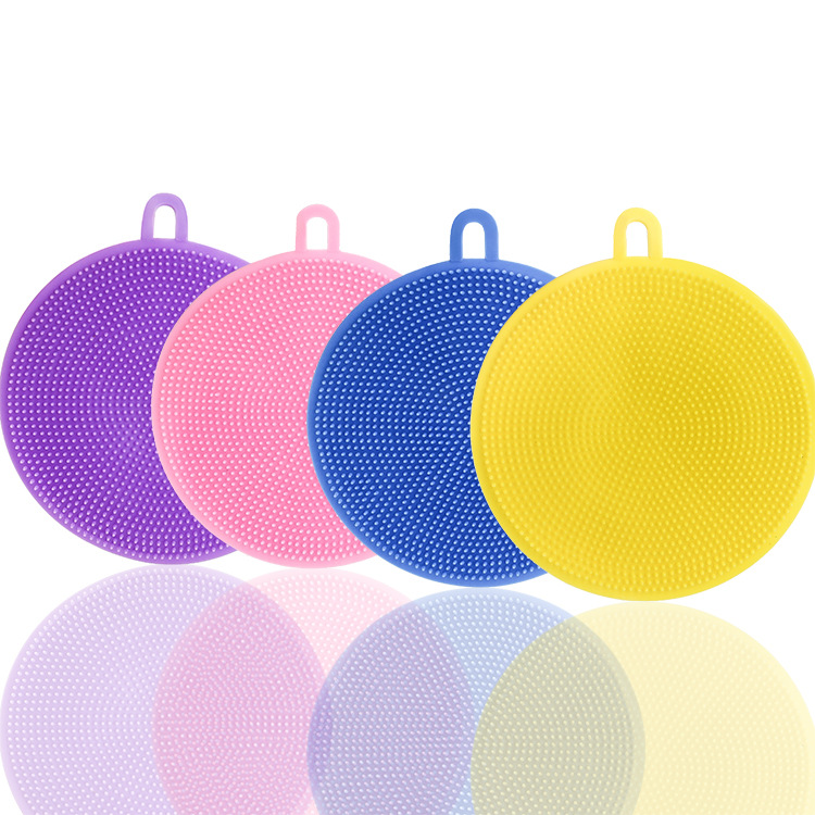 Creative round Silicone Dish Towel Kitchen Decontamination Cleaning Brush Heat Insulation Silica Gel Pad Oil-Free Rag Dishcloth