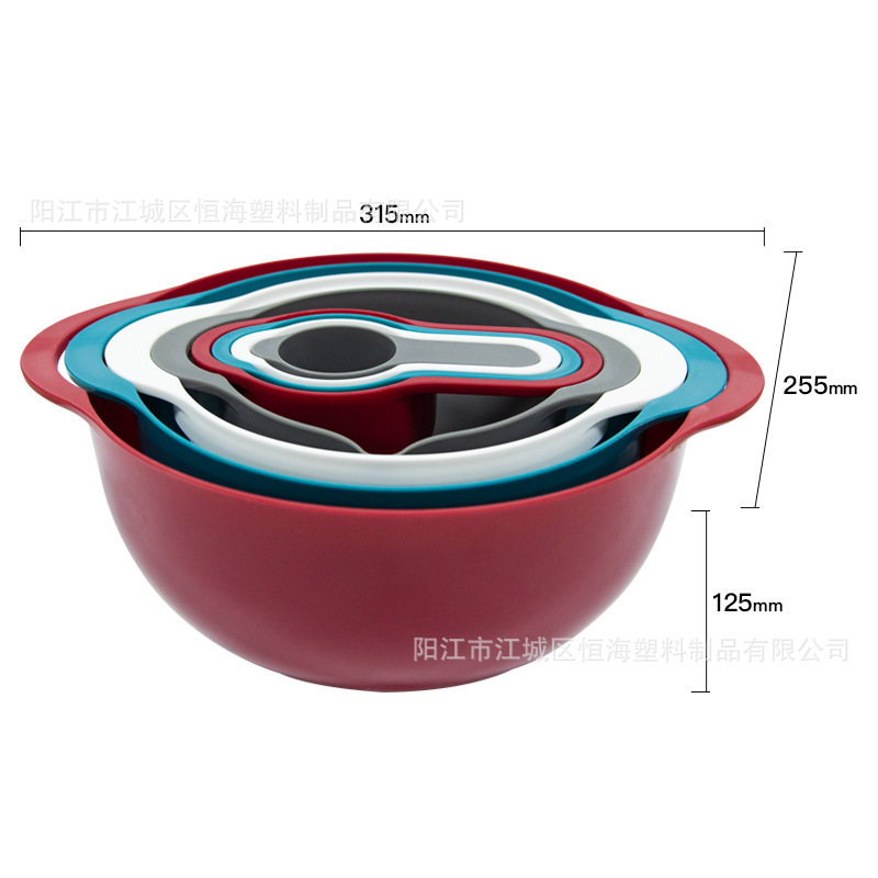 Yi Measuring Spoon Plastic Measuring Cups 8Piece Set Rainbow Bowl Multifunctional Washing Vegetable Basket Powder Sieve