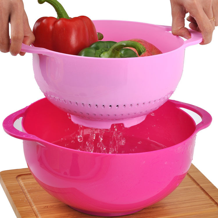 Yi Measuring Spoon Plastic Measuring Cups 8Piece Set Rainbow Bowl Multifunctional Washing Vegetable Basket Powder Sieve