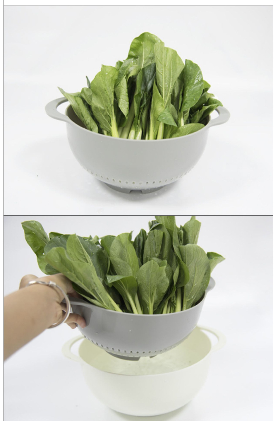 Yi Measuring Spoon Plastic Measuring Cups 8Piece Set Rainbow Bowl Multifunctional Washing Vegetable Basket Powder Sieve