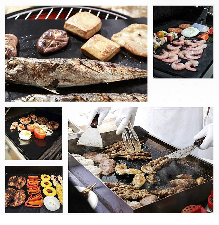 Amazon Glass Fiber Non-Stick High Temperature Resistant BBQ BBQ Mat Outdoor Baking Mat Teflon Barbecue Mat Set