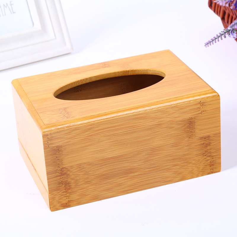 Bamboo Tissue Box Desktop Storage Wooden Tissue Box Creative Car Home Bottom Bamboo Wooden Tissue Box