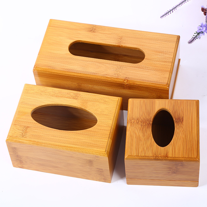 Bamboo Tissue Box Desktop Storage Wooden Tissue Box Creative Car Home Bottom Bamboo Wooden Tissue Box