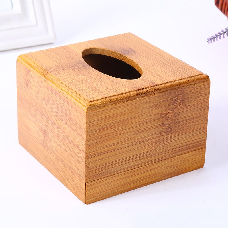 Bamboo Tissue Box Desktop Storage Wooden Tissue Box Creative Car Home Bottom Bamboo Wooden Tissue Box