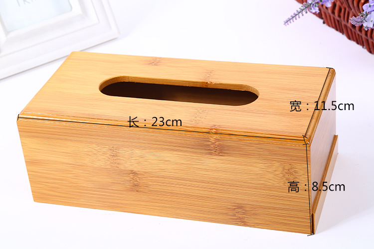 Bamboo Tissue Box Desktop Storage Wooden Tissue Box Creative Car Home Bottom Bamboo Wooden Tissue Box