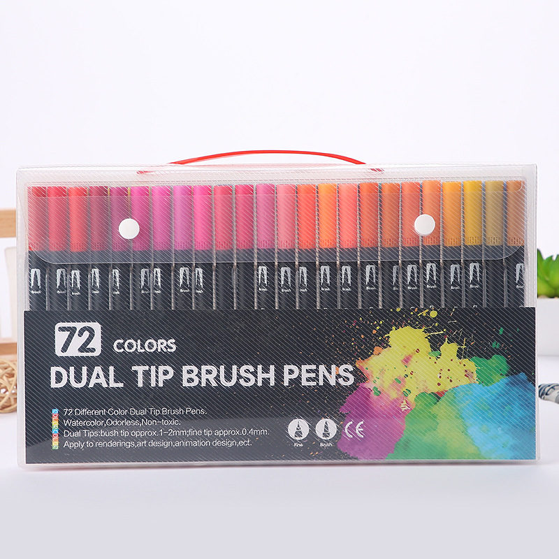 Amazon Hot Black Stick Double-Headed Mark Watercolor Pen Student Color Hook Brush Only for Art Set Batch