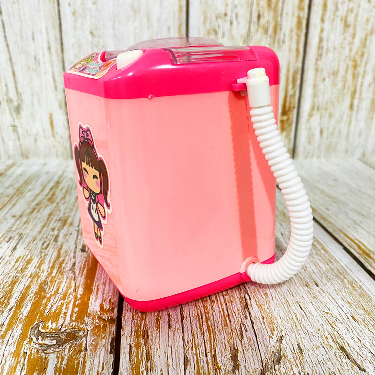 Same Type as TikTok Children's Electric Mini Simulation Washing Machine Play House Toy Can Add Water Drain Washing Powder Puff Gadgets