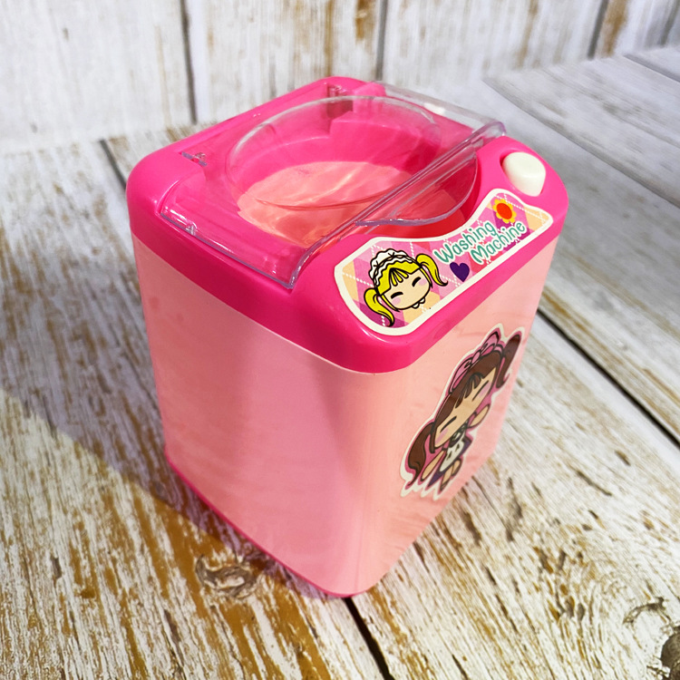 Same Type as TikTok Children's Electric Mini Simulation Washing Machine Play House Toy Can Add Water Drain Washing Powder Puff Gadgets