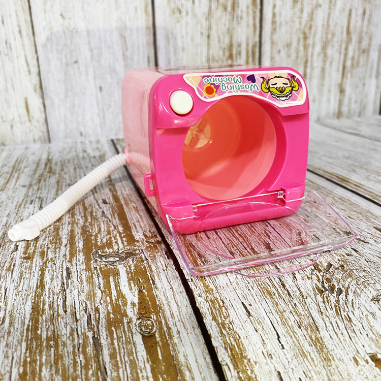 Same Type as TikTok Children's Electric Mini Simulation Washing Machine Play House Toy Can Add Water Drain Washing Powder Puff Gadgets