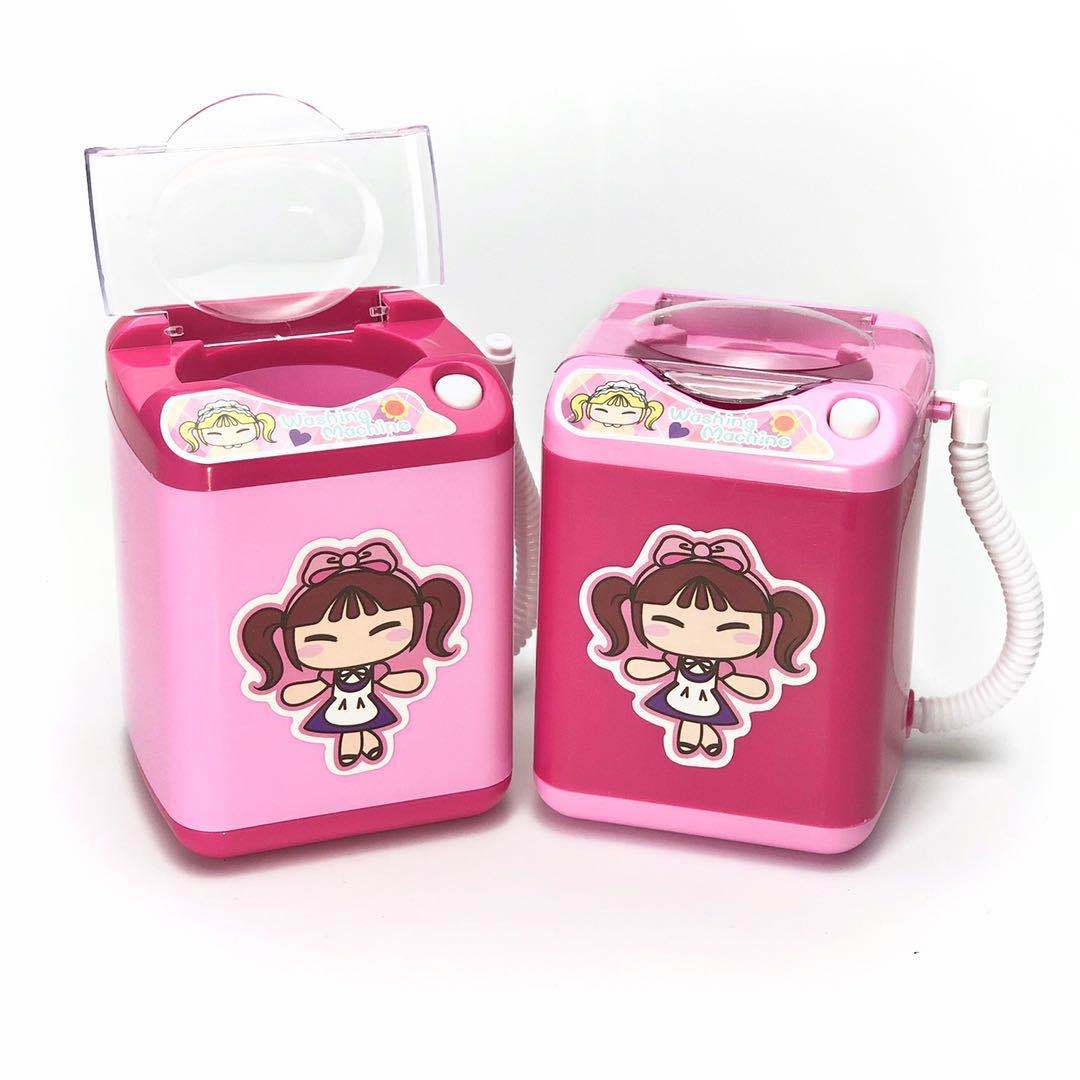 Same Type as TikTok Children's Electric Mini Simulation Washing Machine Play House Toy Can Add Water Drain Washing Powder Puff Gadgets