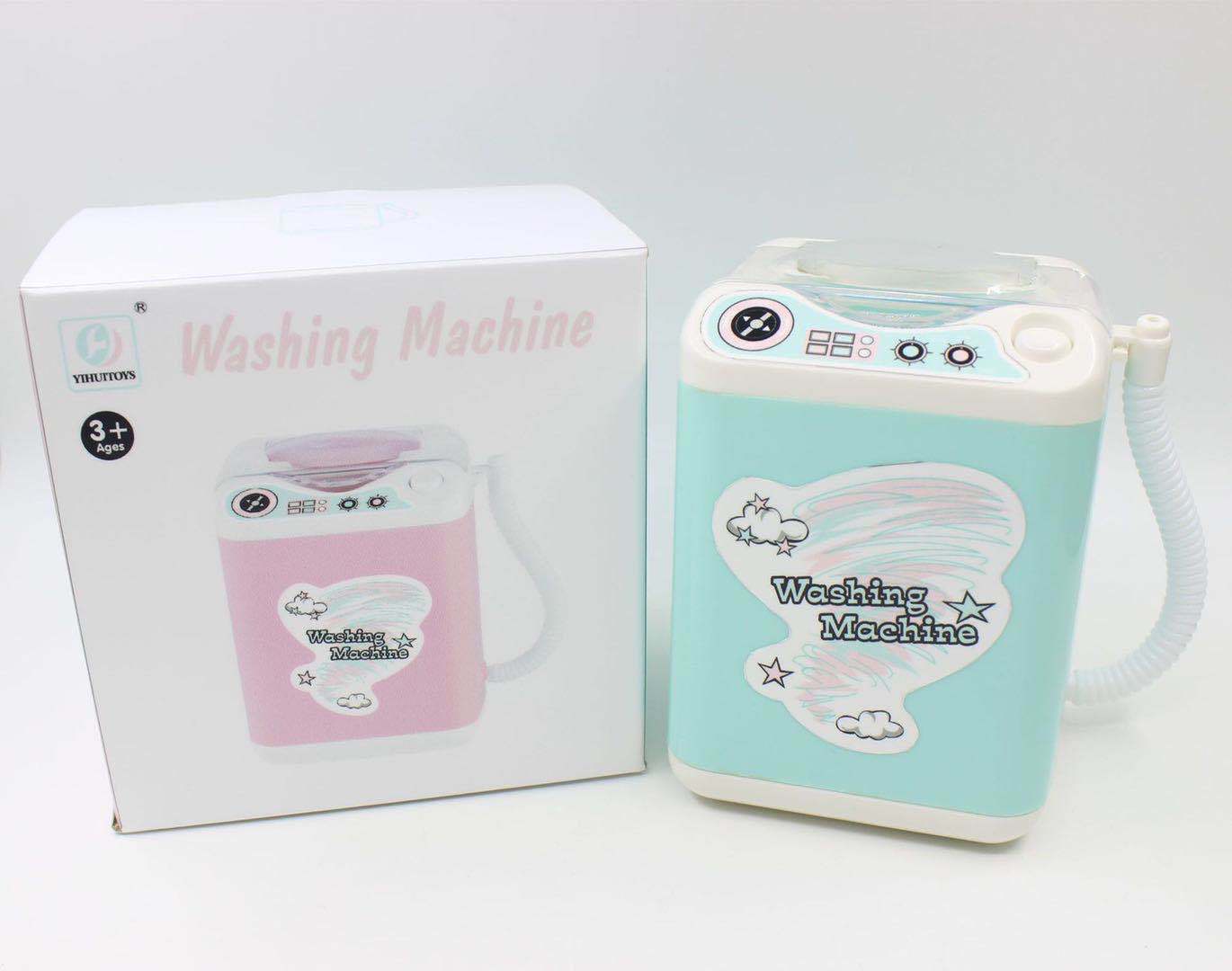 Same Type as TikTok Children's Electric Mini Simulation Washing Machine Play House Toy Can Add Water Drain Washing Powder Puff Gadgets