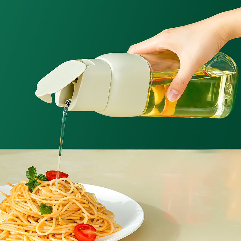 Glass Oiler Household Automatic Opening and Closing Gravity Lid Non-Oil-Stick Kitchen Oil Tank Leak-Proof Oil &amp; Vinegar Bottle