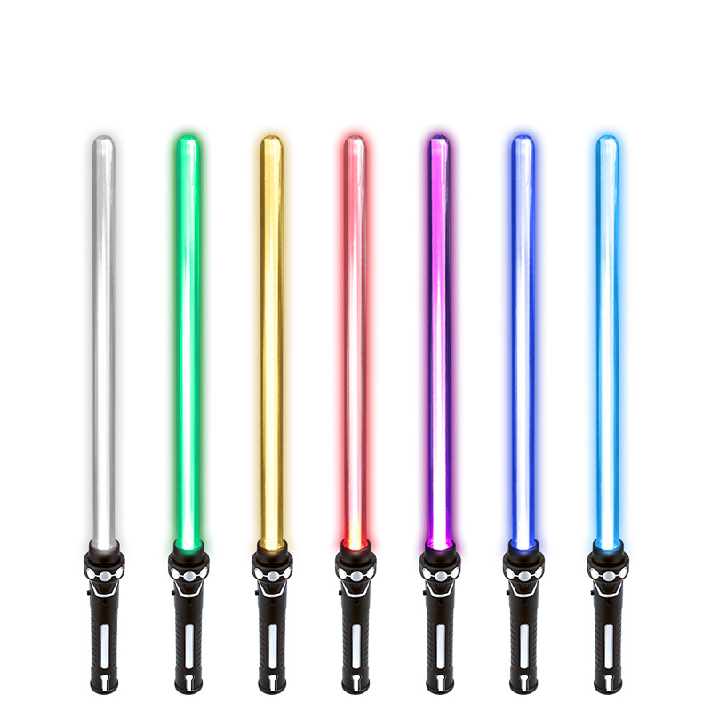 Cross-Border Star Wars Exciting Light Sword Colorful Retractable Hair Light Sword Two-In-One Color Changing Light Sword Children &#039;S Glow Stick Toys