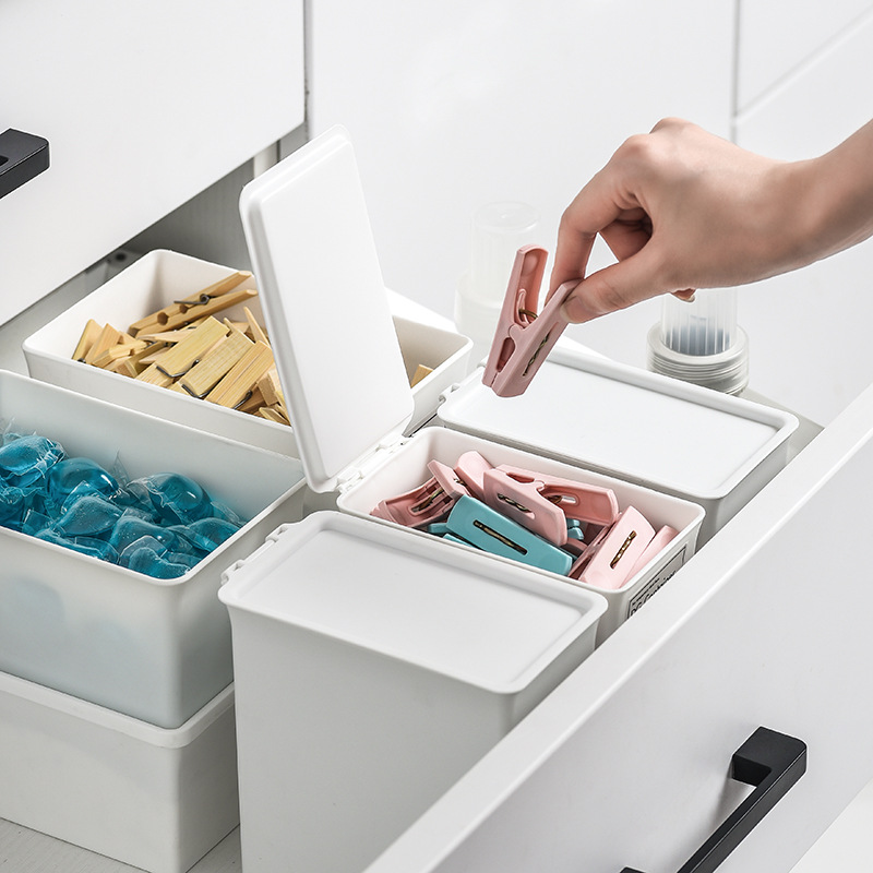 Home Sundries Storage Box Plastic Box with Lid Classification Induction Box Desk Washing Powder Sugar Sundries Fragmentary Box