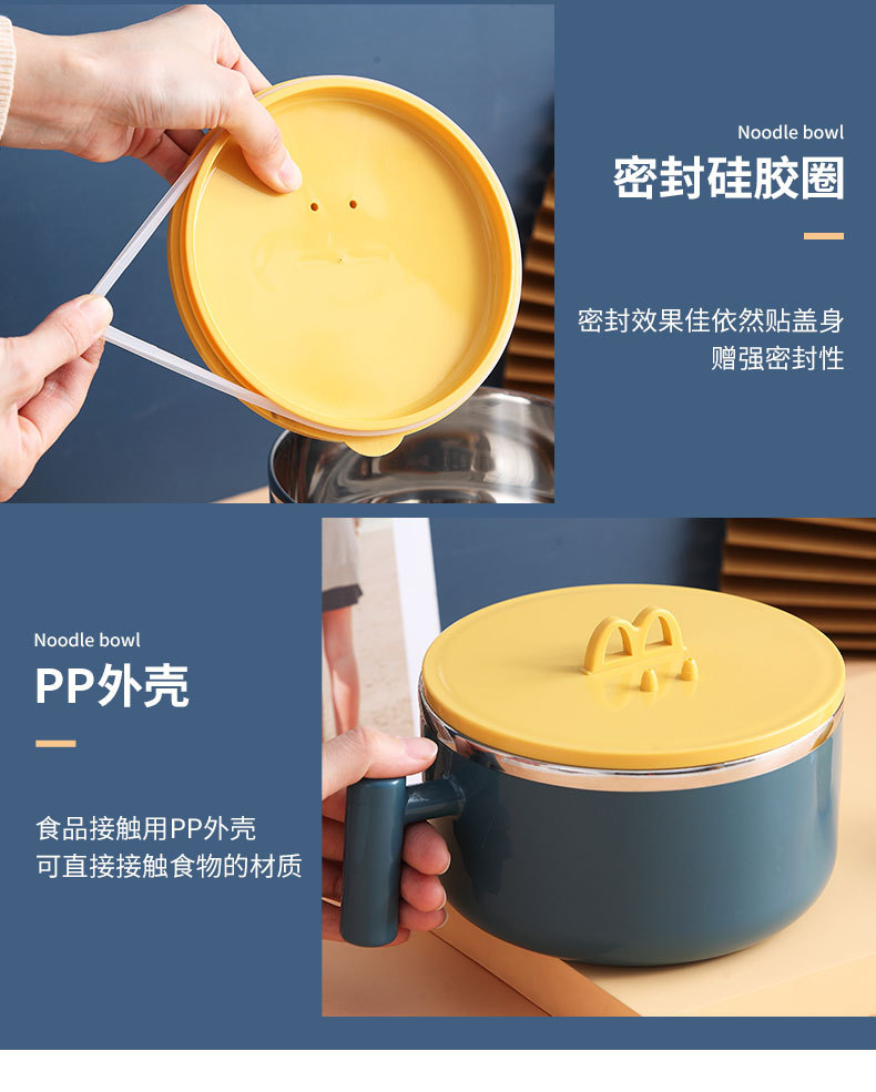 steel instant such as bowl with cover household office worker portable student lunch box Japanese bowl set with cutlery