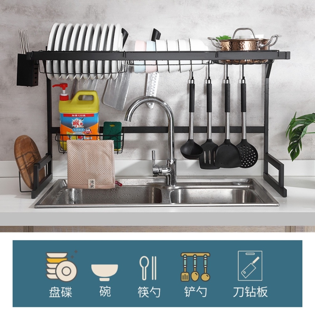 Kitchen Rack Stainless Steel Sink Bowl Dish Plate Storage Rack Dish Rack Draining Rack Sink above Bowl Chopsticks Box Kitchen Rack Stainless Steel Sink Bowl Dish Plate Storage Rack Dish Rack Draining Rack Sink above Bowl Chopsticks Box