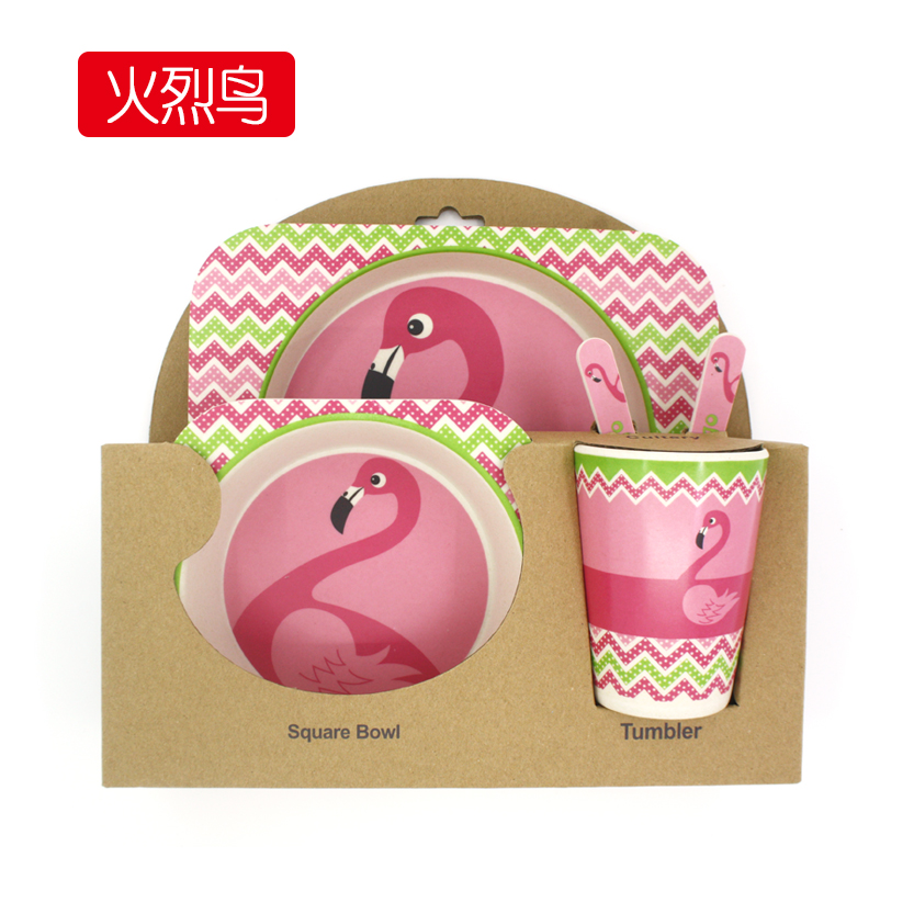 Children's bamboo fiber set tableware auxiliary bowl separated dish baby anti-fall