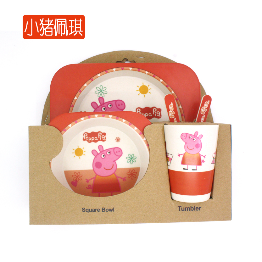 Children's bamboo fiber set tableware auxiliary bowl separated dish baby anti-fall