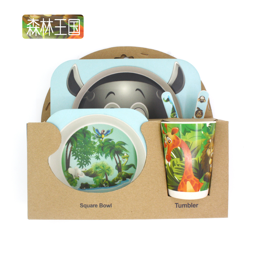 Children's bamboo fiber set tableware auxiliary bowl separated dish baby anti-fall