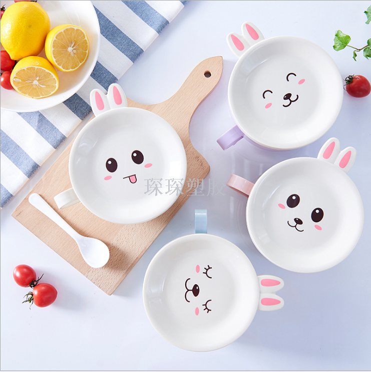 Stainless steel instant noodle bowl with double layer intertropical cover cartoon children&#039;s meal bowl