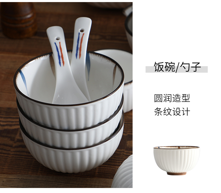 Blue and Japanese Style Tableware Ceramic Bowl and Dish Set Household Internet Celebrity Light Luxury High-End Baking Pan Bamboo Hat Noodle Bowl Ins Style