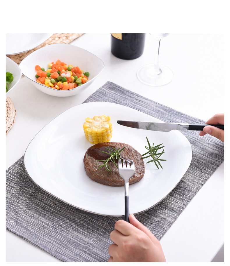 BESTWAY edged square bowl white jade porcelain bowl soup bowl noodle bowl cutlery plate BESTWAY edged square bowl white jade porcelain bowl soup bowl noodle bowl cutlery plate