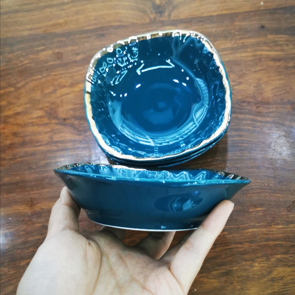 Yao Hui Da Bone China ceramic Set Nordic Green Household Ceramic dishes Soup Bowl Soup Bowl Combination Set