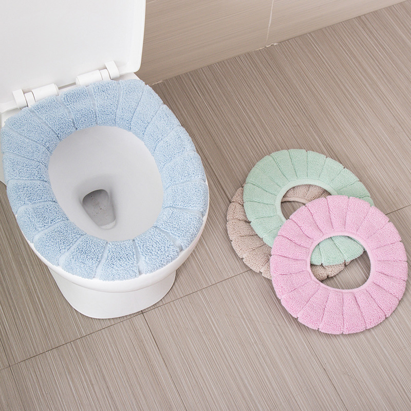 Pumpkin Striped Toilet Lid Cover Household Thermal Thickened Toilet Pad Toilet Seat Cover Knitted Toilet Seat Cover