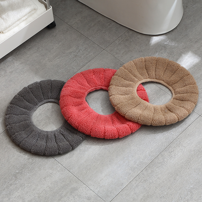 Pumpkin Striped Toilet Lid Cover Household Thermal Thickened Toilet Pad Toilet Seat Cover Knitted Toilet Seat Cover