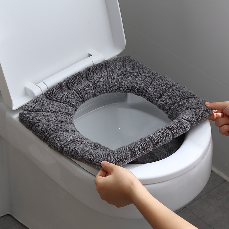 Pumpkin Striped Toilet Lid Cover Household Thermal Thickened Toilet Pad Toilet Seat Cover Knitted Toilet Seat Cover