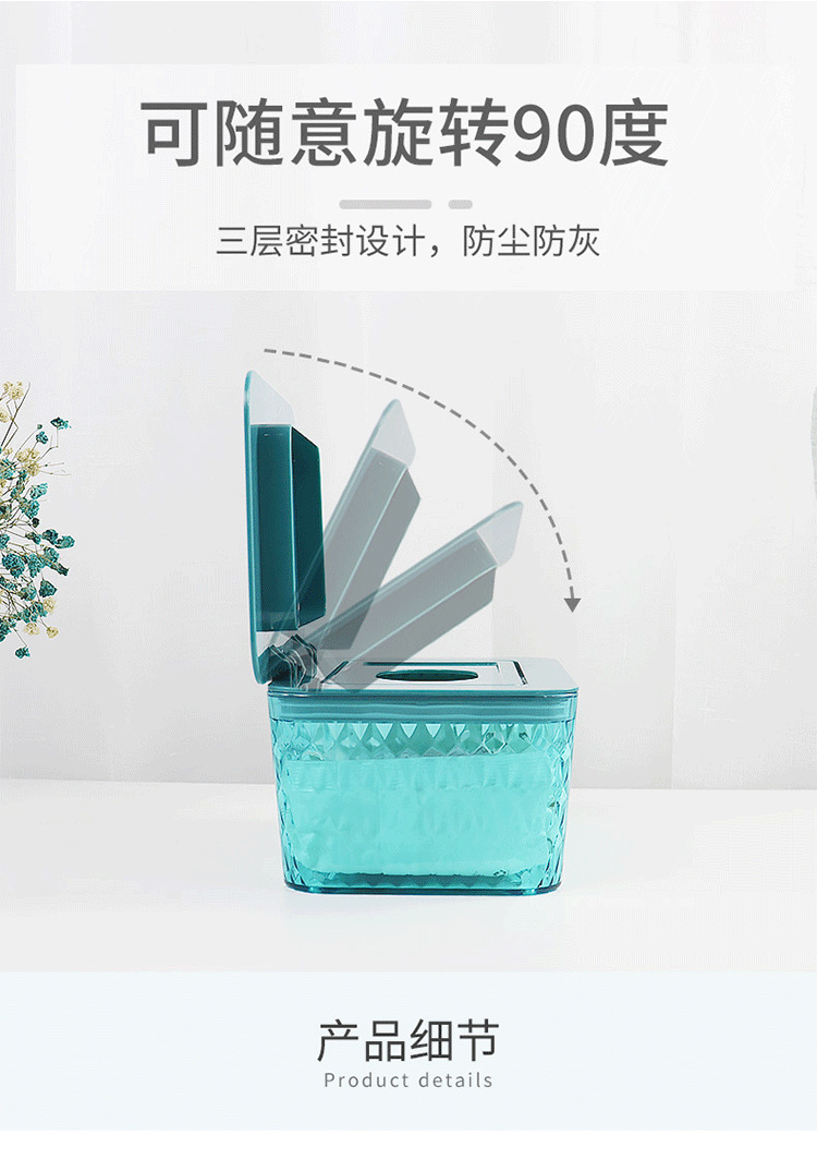 Cross-Border Large Wet Tissue Box Home Living Room with Lid Toilet Storage Box Car Plastic Tissue Box