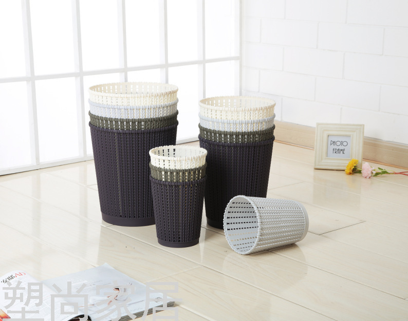 Rattan Trash Can Household Creative Simple Rattan without Lid Large Kitchen Toilet Wastebasket