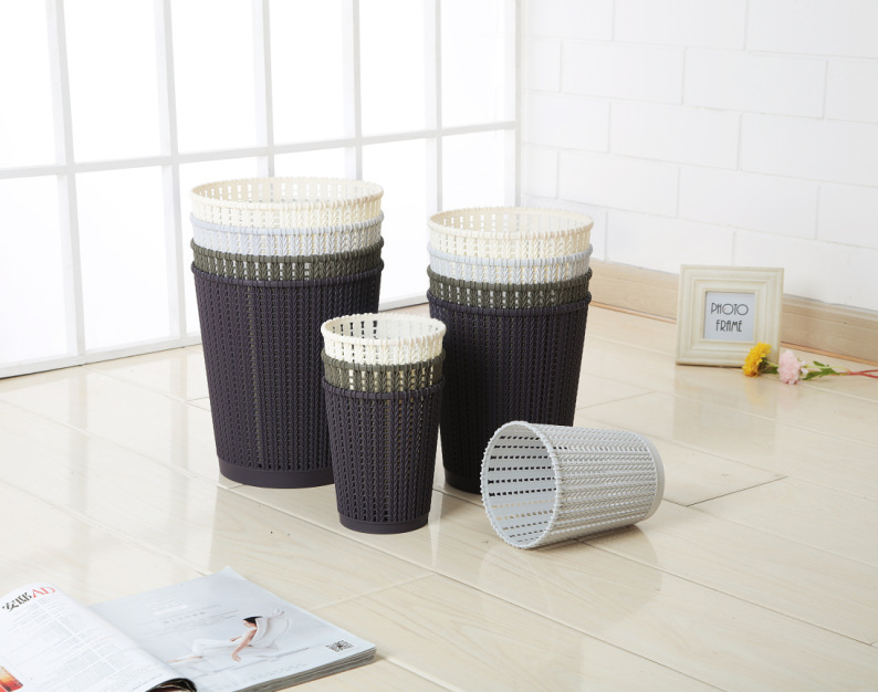 Rattan Trash Can Household Creative Simple Rattan without Lid Large Kitchen Toilet Wastebasket