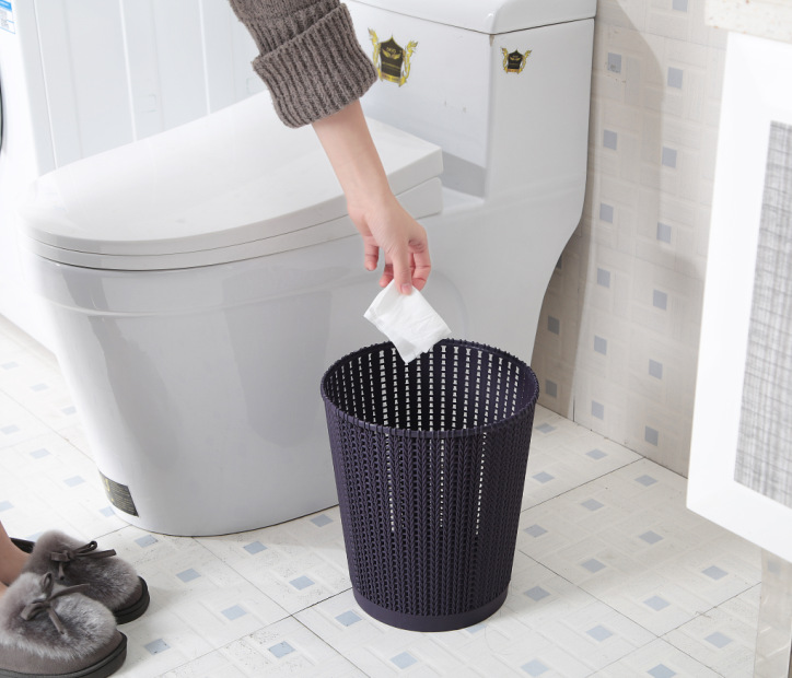 Rattan Trash Can Household Creative Simple Rattan without Lid Large Kitchen Toilet Wastebasket