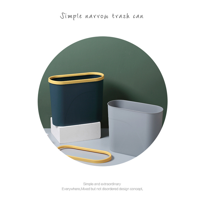 Nordic Style Toilet Bin Household Wholesale Hotel Kitchen and Bedroom Household Daily Narrow Non-Lid Gap Bucket