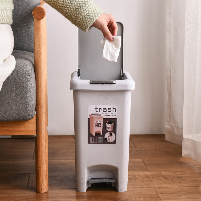 Pedal Trash Can Household Bathroom Living Room and Toilet Kitchen with Lid Foot Step Large Size Garbage Bin One Piece Dropshipping
