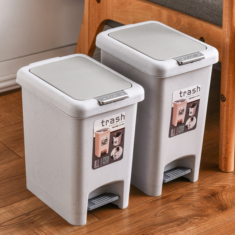 Pedal Trash Can Household Bathroom Living Room and Toilet Kitchen with Lid Foot Step Large Size Garbage Bin One Piece Dropshipping