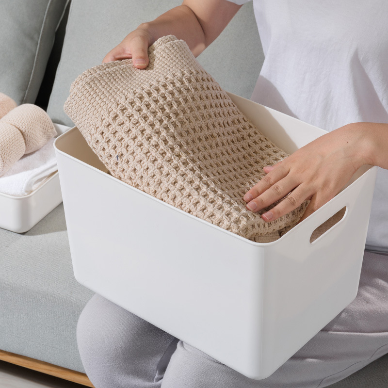 Organize Storage Basket Plastic Bathroom Kitchen Toilet Storage Box Desktop Sundries Storage Basket 5 Sizes with Lid