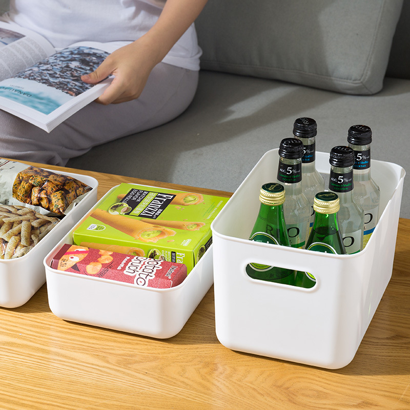 Organize Storage Basket Plastic Bathroom Kitchen Toilet Storage Box Desktop Sundries Storage Basket 5 Sizes with Lid