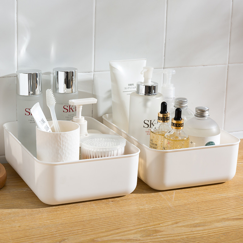Organize Storage Basket Plastic Bathroom Kitchen Toilet Storage Box Desktop Sundries Storage Basket 5 Sizes with Lid