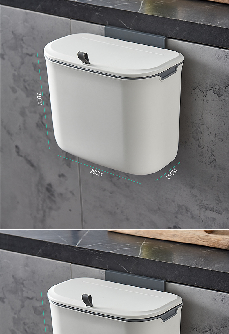 FOR YOU with Lid Wall-Mounted Kitchen Trash Cans Large Wall-Mounted Flip Toilet Basket Plastic Hanging Dust Basket