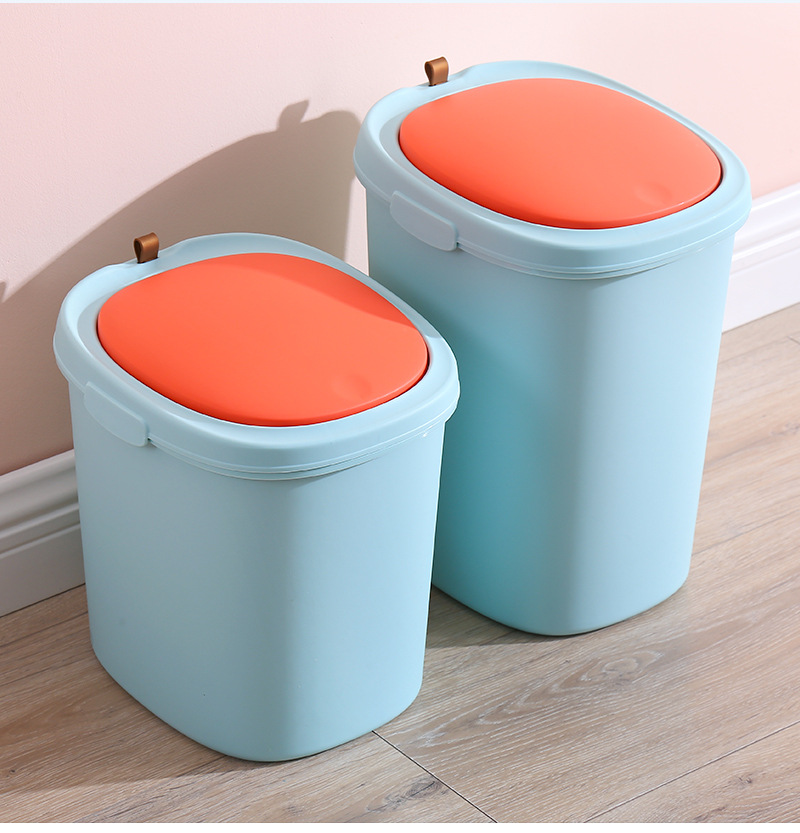 Push Trash Can Household Bounce Cover Kitchen Toilet Basket Living Room with Lid Creative Toilet Bin
