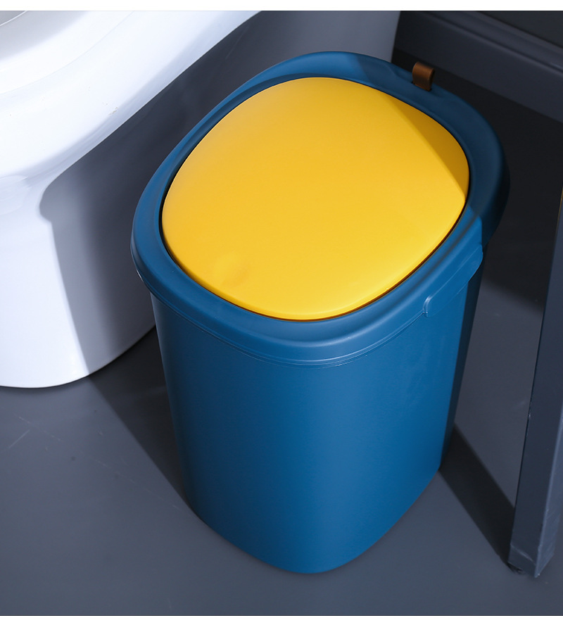 Push Trash Can Household Bounce Cover Kitchen Toilet Basket Living Room with Lid Creative Toilet Bin