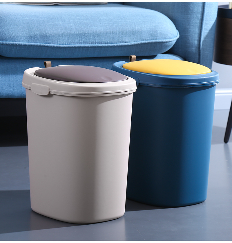 Push Trash Can Household Bounce Cover Kitchen Toilet Basket Living Room with Lid Creative Toilet Bin