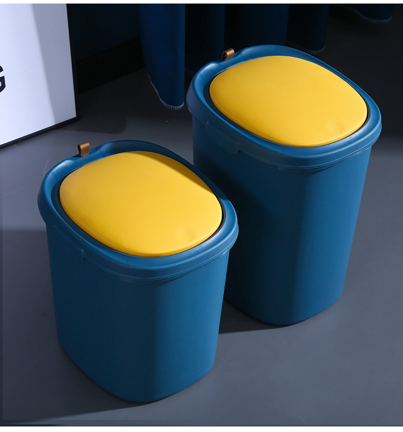 Push Trash Can Household Bounce Cover Kitchen Toilet Basket Living Room with Lid Creative Toilet Bin