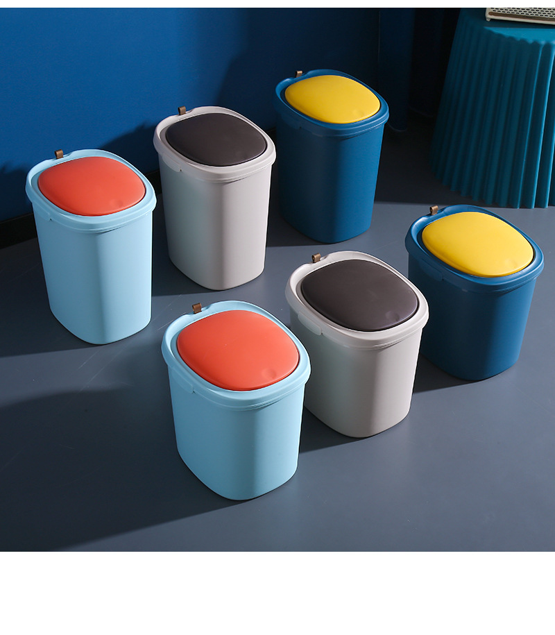 Push Trash Can Household Bounce Cover Kitchen Toilet Basket Living Room with Lid Creative Toilet Bin