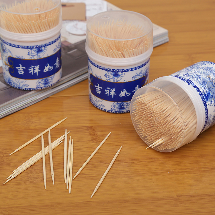 Household Blue and White Bottled Bamboo Toothpick Double-Headed Disposable Toothpick Barrel Fruit Toothpick Household Blue and White Bottled Bamboo Toothpick Double-Headed Disposable Toothpick Barrel Fruit Toothpick