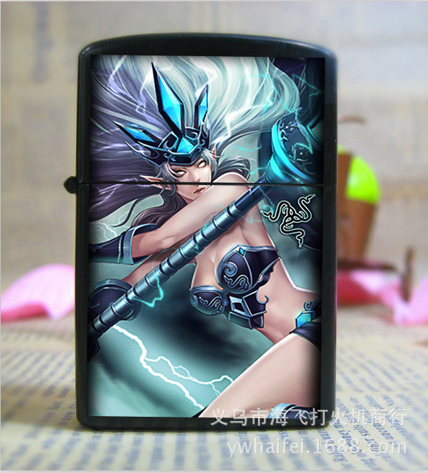 Special metallic League of legends kerosene lighter color creative personality and popular designs made to order