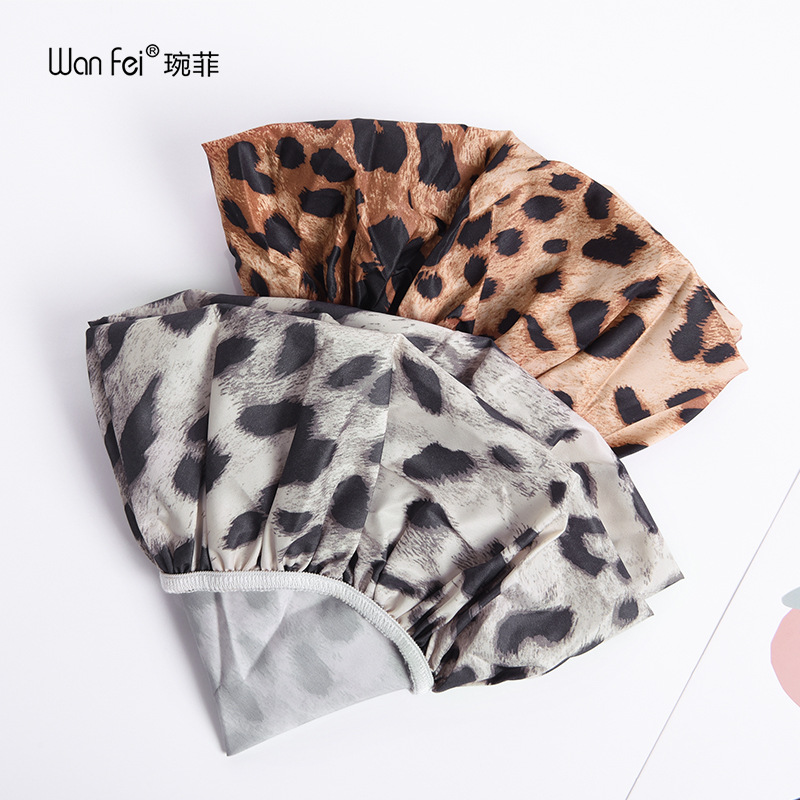Wan Fei creative waterproof bath cap waterproof cloth shower cap adult female leopard print single-layer bath cap