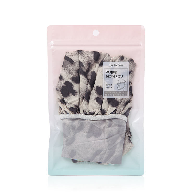Wan Fei creative waterproof bath cap waterproof cloth shower cap adult female leopard print single-layer bath cap